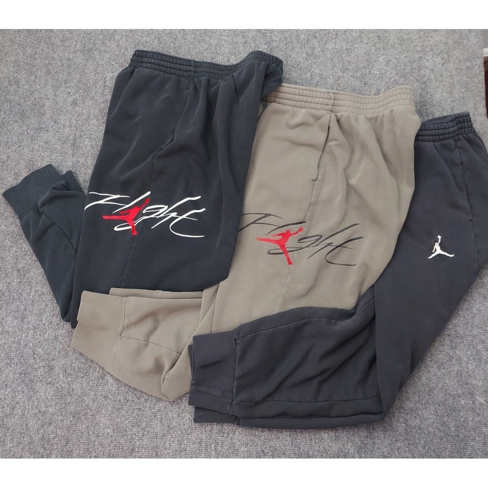 Nike Air Jordan Jump Man Pants Mens XL Black Tan FLIGHT Joggers‎ Lot of 3 Y2K